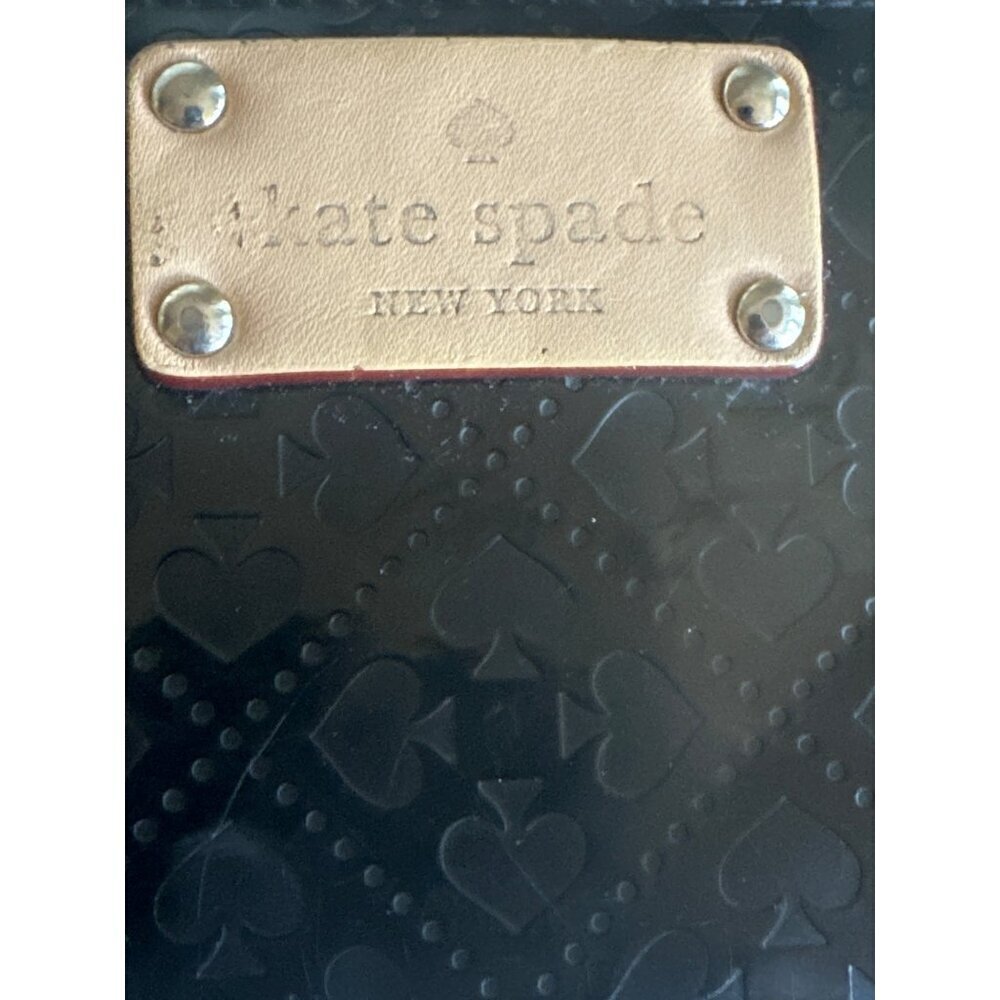 Kate Spade Wallet‎ Black Patent Leather Neda Spade Embossed Zip Around Organizer - Picture 2 of 6